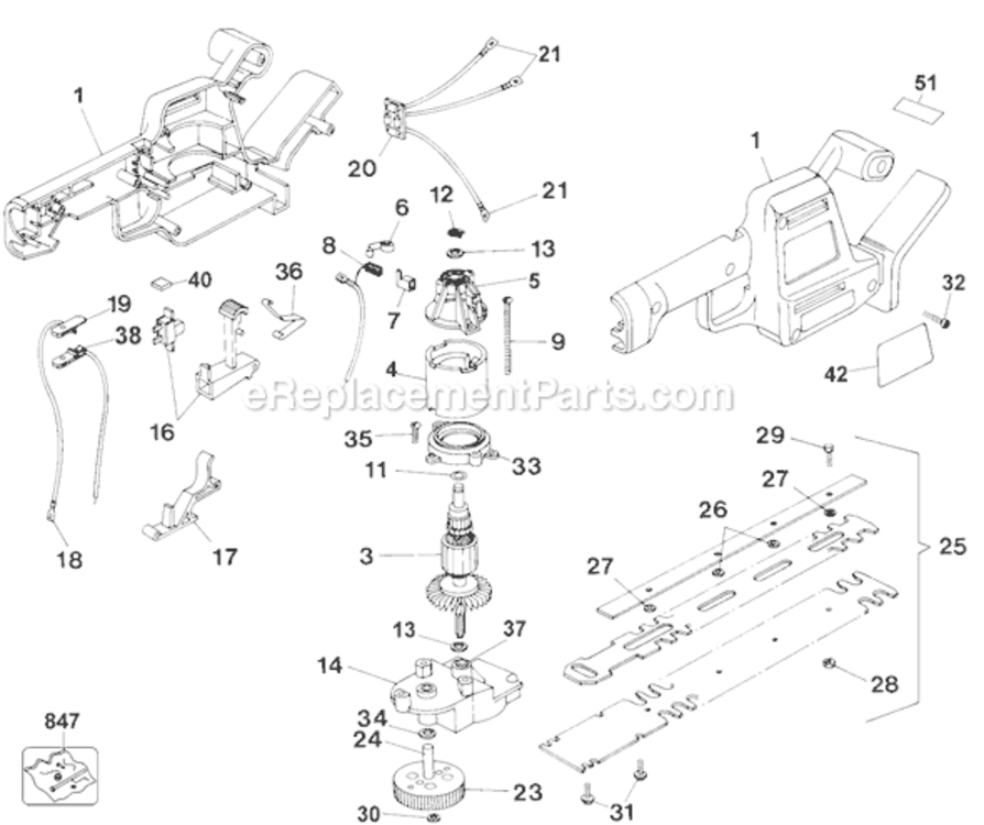 Page A Diagram and Parts List for HT200 Type 3 Black and Decker Hedge Trimmer